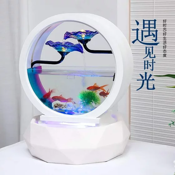 流水鱼缸摆件欧式客厅桌面创意家居喷泉流水器玄关装饰品招财送礼