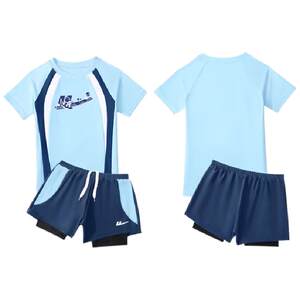 
Pull back children's swimsuit boys 2026 new medium and large children professional training swimming trunks boys split sun protection swimsuit