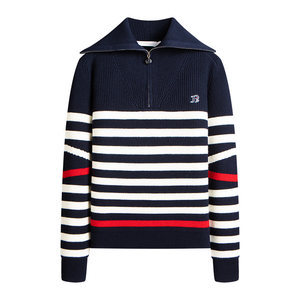 
Navigare Italian small sailboat half zipper sweater for women 2025 autumn new striped contrasting sweater