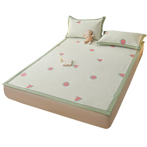 
Class A mother and baby watermelon ice silk mat cool mattress summer 2025 new cold bean air conditioning soft mat three-piece set