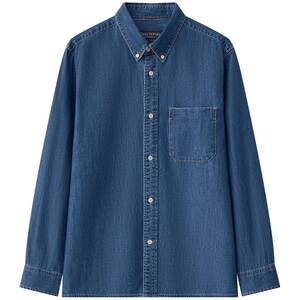 
Marc O'Polo/MOP autumn new casual single patch pocket retro light blue washed cotton denim shirt for men