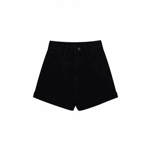 
Black high-waist denim shorts for women in summer thin large size fat mm belly-covering and stretchy pear-shaped body A-line hot pants