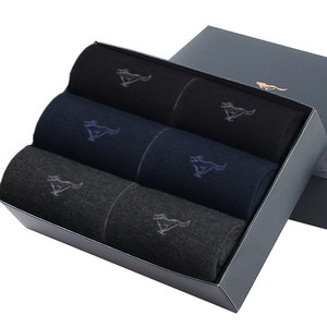 6 pair of gift boxes, seven wolf socks, men's cotton cotton whole cotton deodorant, men's middle socks, breathable comfortable business socks
