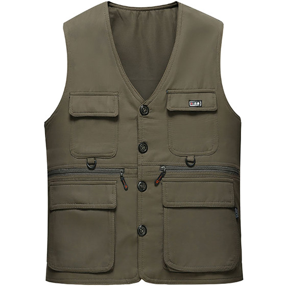 8 Pocket Four Seasons Middle -Elderly Vests Men's Outdoor Spring, Summer Autumn and Winter Loose Daddy Dad Playing Shoulder Jacket New