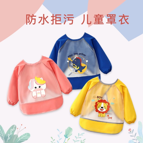 Детский водонепроницаемый летний нагрудник для еды подходит для мужчин и женщин, фартук для рисования, анти-грязь, с карманом