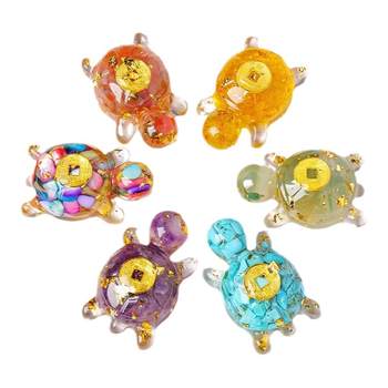 Crystal ore gravel gold coins turtle ornament