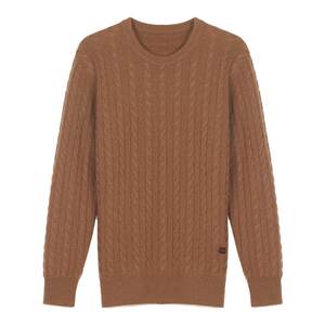 Deer King Cashmere Sweater Men's Round Neck Cable Sweater Warm Casual Solid Color Pullover Business Knitted Sweater Autumn and Winter New Style