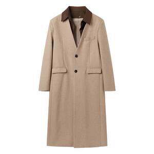 
Baikouyang [Waltz Street] Korean V-neck Woolen Coat 2024 Mid-length Warm Jacket Men's Winter