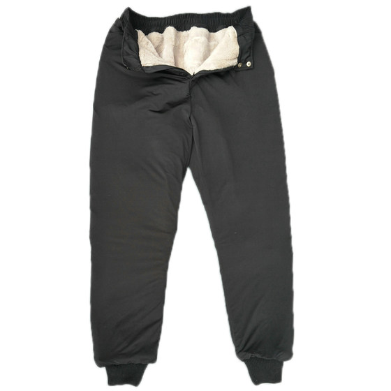 
Fur integrated wool cotton pants for men and women genuine leather pants stretch pants for middle-aged and elderly people warm, loose, high waist large size