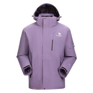 
Camel Outdoor Purple Rose Red 3514 Jacket for Women Heavy Rain Waterproof and Windproof Jacket Three-in-One Mountaineering Jacket for Men