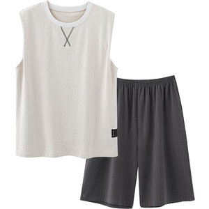 
Mrs. Sili pajamas men's summer cotton vest shorts casual wear for outdoors in summer men's home clothes