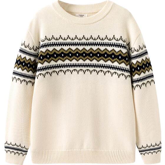 
Balabala children's knitted sweaters boys and girls pure cotton sweaters autumn and winter children's clothing baby round neck bottoming shirt thick