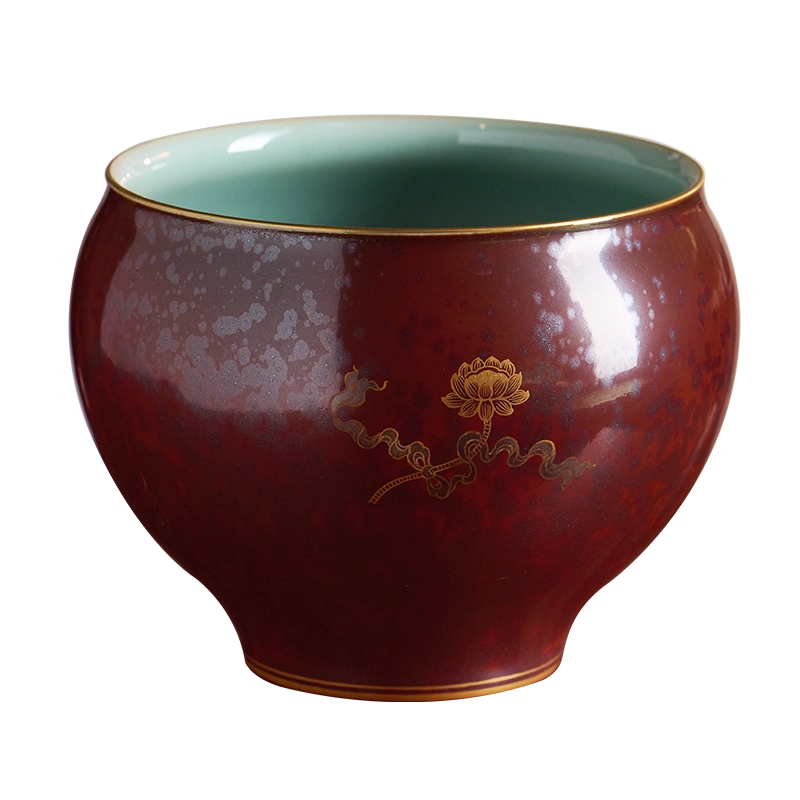 台湾自慢堂铁锈红折肩水方陶瓷水洗建水茶缸废水茶渣茶具配件-Taobao 