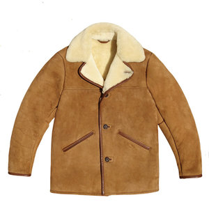 Korean style warm tobacco color mid-length first-layer sheepskin all-in-one genuine leather jacket for men and women, warm and cold-proof, fashionable