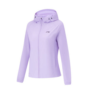 Li Ning women's jacket 2024 Summer new running ice feel comfortable sunscreen, hooded trench coat AFDU164
