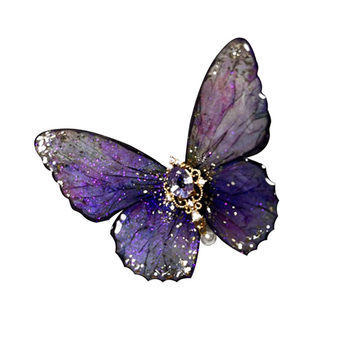 Polarized purple butterfly edge clamping side clip is decorated with ancient style