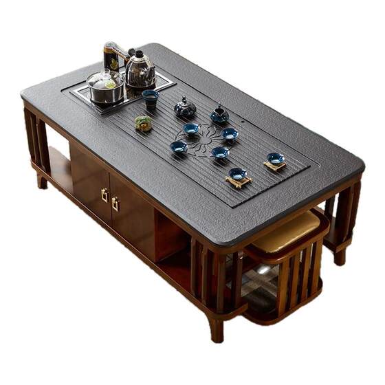 
Solid wood tea table and chair combination new Chinese-style small household hot stone tea table and kettle integrated office tea table