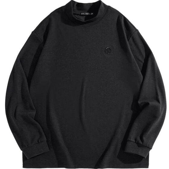 [Lazy bottoming shirt] Taiping Bird Men's Ora pure color long -sleeved T -shirt in winter and semi -high collar
