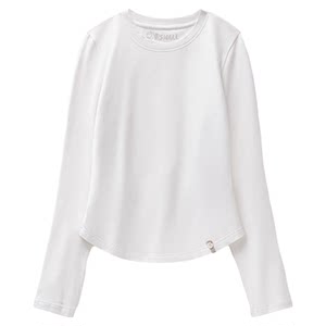 Madden Xinjiang cotton black and white basic right-shoulder brushed slim long-sleeved T-shirt bottoming shirt with top for women spring
