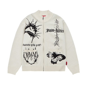 
GRKC Gilkake Da Vinci manuscript knitted cardigan sweater men and women lazy couple top coat autumn and winter