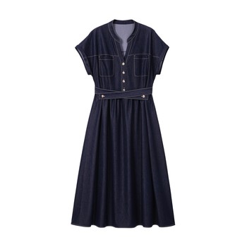 
Blue language large size women's elegant dress