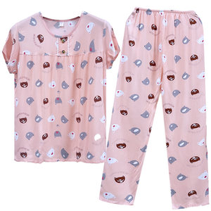 
Summer cotton silk pajamas women's summer suit short-sleeved cute thin cotton silk spring and autumn home clothes 2026 new style