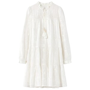 
Qiushui Yiren jacquard round neck lantern sleeve casual dress 2026 spring new women's collared mid-length skirt