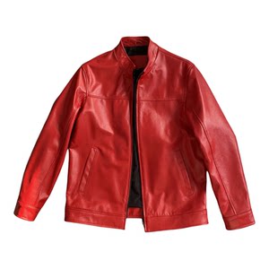 
High-end soft first-layer calfskin jacket Japanese genuine leather motorcycle jacket stand collar slim leather jacket old money style men