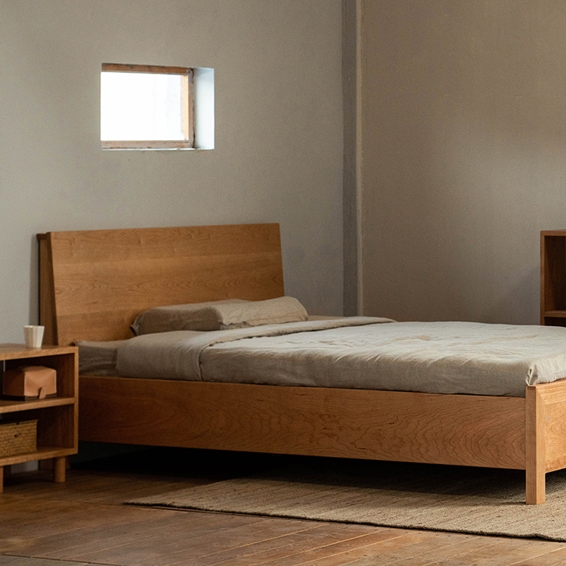MUMO木墨 方直床 北欧1.5原木1.8米双人实木床现代简约日式主卧床