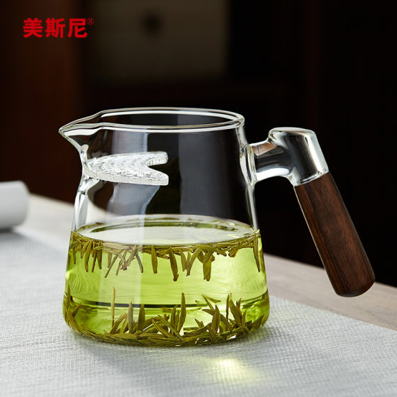 美斯尼玻璃月牙公道杯茶漏一体绿茶泡茶器功夫茶具茶海分茶器套装