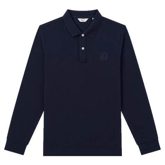 Hazzys Haggis men's lapel long-sleeved POLO spring commuting casual solid color bottoming cotton T-shirt top