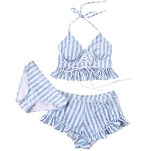 Hot spring small breasts push-up bikini split 2026 new popular three-piece swimsuit women's seaside vacation