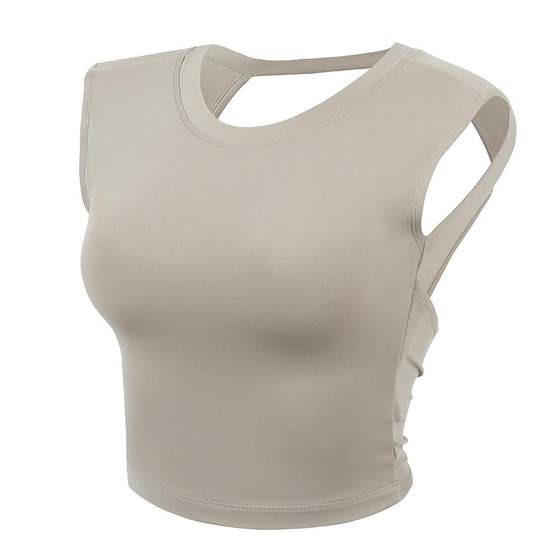 annerun round neck hollow beautiful back female shock anti -shock gathered vest fitness top yoga bra, leisure sports T -shirt