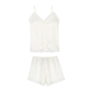 
Xinbangbang Homedress sexy lace V-neck suspender pajamas for women summer thin style with chest pad ice silk home clothes