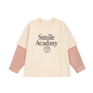 
Its smile children's clothing children's long-sleeved T-shirt 2026 spring new style boys and girls fake two-piece pure cotton spring tops