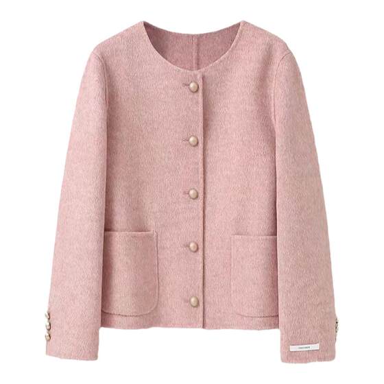 Double-sided wool coat women's short 2025 new small style single-breasted round neck age-reducing wool double-sided woolen coat
