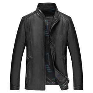Haining Shippi Men's Men's Autumn and Winter Ploves Cambus Piring Jacket Middle -aged Dad Pares Male Casual Leather Jacket