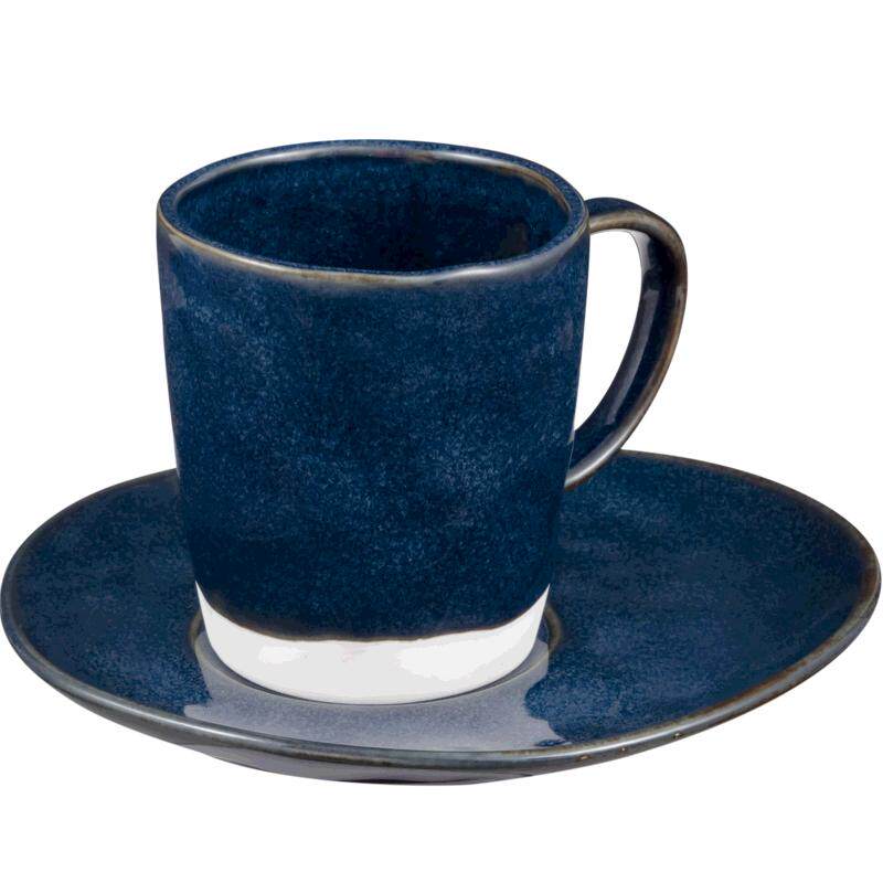 Hasense Set 6 Tazze Da Caffè In Ceramica Blu 340 Ml – Manico Confortevole, Spesse E Durevoli, Lavastoviglie E Microonde