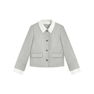 
Pusumede high-end sense fake two-piece small fragrance jacket for women's autumn and winter design sense of temperament short wool top