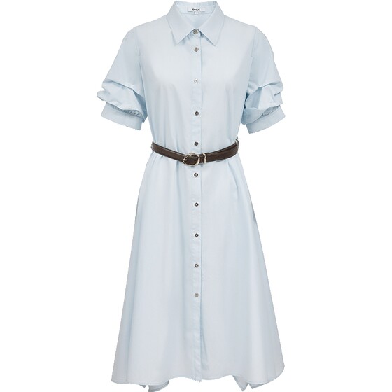 
ONLY2026 new summer model with lyocell lapel puff sleeves mid-length shirt skirt dress for women