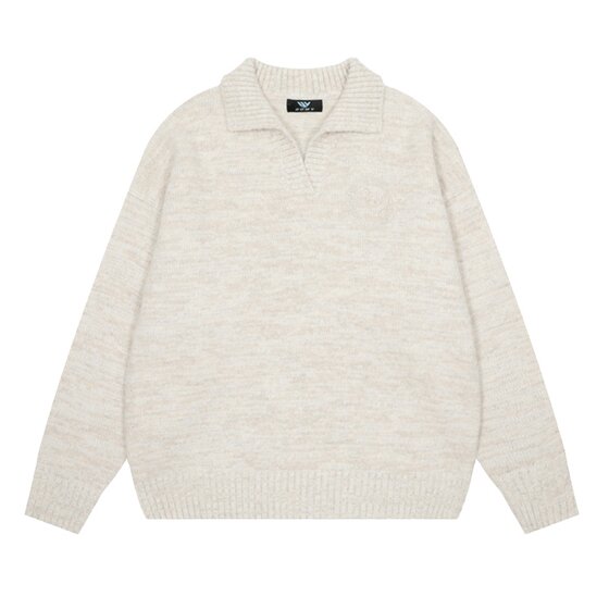 
NERESUM milk apricot Japanese POLO neck sweater for women in autumn and winter lazy college trend casual knitted sweater