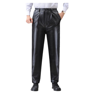 Leather pants men's winter windproof, waterproof and velvet thickened motorcycle riding takeaway warm cotton pants and hypertrophy