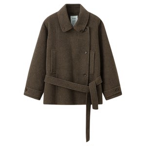 
RUISHI Ruishi's winter letter 100 merino velvet wool coat silhouette short woolen coat women's winter