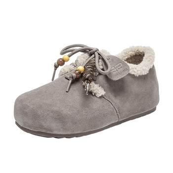Zhou Yutong's same Belle Pinecon Toast Birkenstock cotton shoes women's 25 winter plus velvet thick-soled snow boots B2831DM5