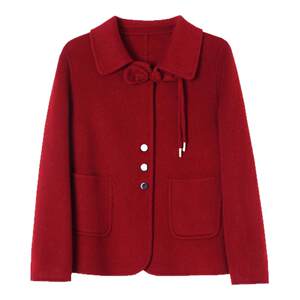 
Oatmeal color short high-end double-sided cashmere coat for women 2025 new autumn and winter style small wool coat