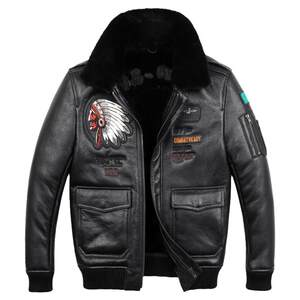 Australia imported primary ecological fur integrated dermal fur men's pilot motorcycle jacket winter fur coat thick
