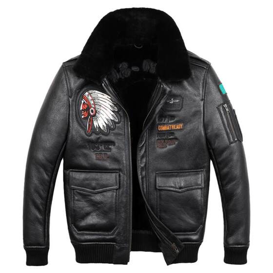 Australia imported primary ecological fur integrated dermal fur men's pilot motorcycle jacket winter fur coat thick
