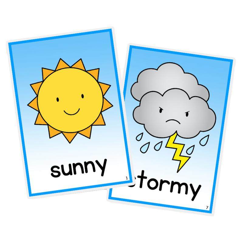天気と季節の英語フラッシュカード - 未就学児向け早期教育