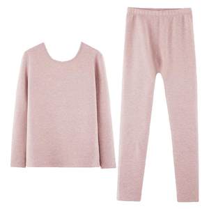 
Red bean men and women's thermal underwear plus velvet thickened color spun in middle-aged and elderly autumn clothes and slim base winter suit