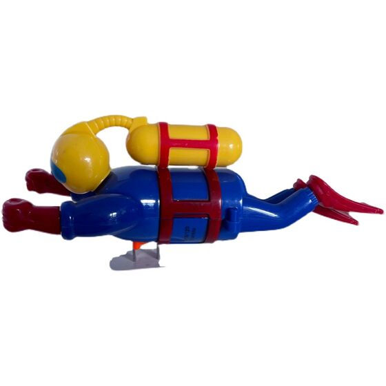 
Submarine toys cute bathing with swimming divers swimming underwater on the water
